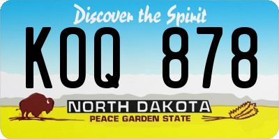 ND license plate KOQ878