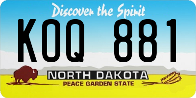 ND license plate KOQ881