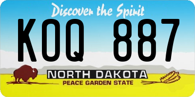 ND license plate KOQ887