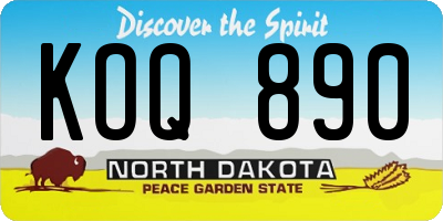 ND license plate KOQ890
