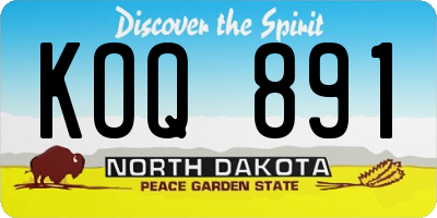 ND license plate KOQ891