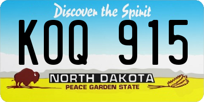 ND license plate KOQ915