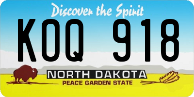 ND license plate KOQ918