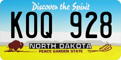 ND license plate KOQ928