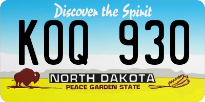 ND license plate KOQ930