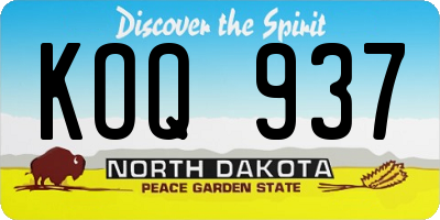ND license plate KOQ937