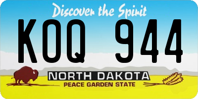 ND license plate KOQ944
