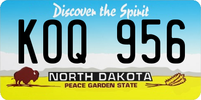 ND license plate KOQ956