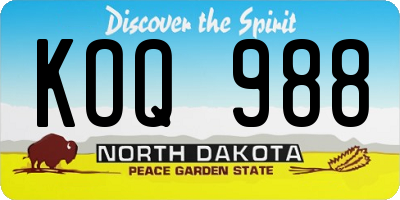 ND license plate KOQ988