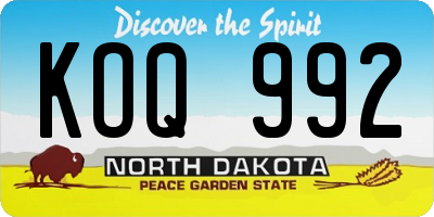 ND license plate KOQ992