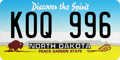 ND license plate KOQ996