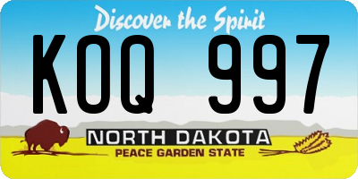 ND license plate KOQ997