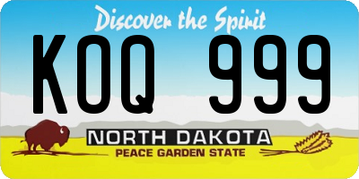 ND license plate KOQ999