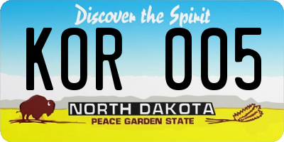 ND license plate KOR005