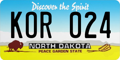 ND license plate KOR024