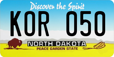 ND license plate KOR050