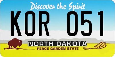 ND license plate KOR051