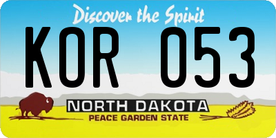 ND license plate KOR053