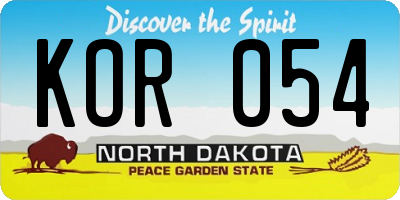 ND license plate KOR054