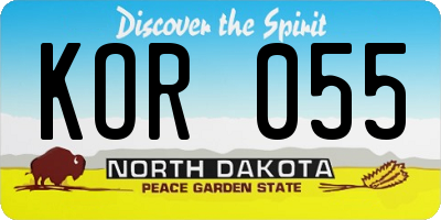 ND license plate KOR055
