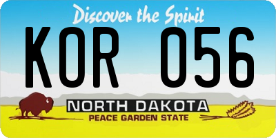 ND license plate KOR056