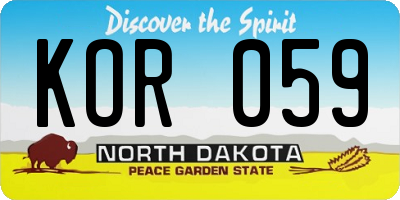 ND license plate KOR059