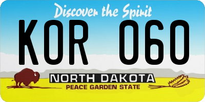 ND license plate KOR060