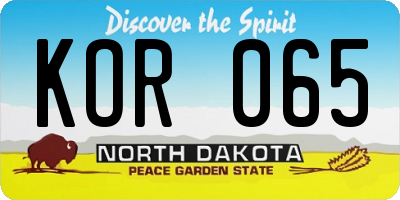 ND license plate KOR065