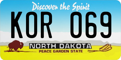 ND license plate KOR069