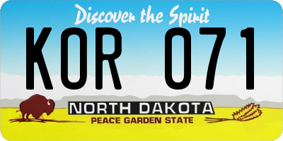 ND license plate KOR071
