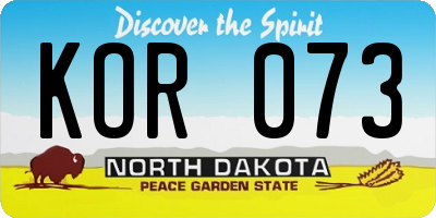 ND license plate KOR073