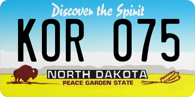 ND license plate KOR075