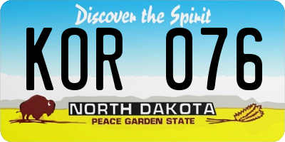 ND license plate KOR076