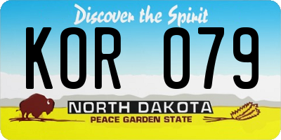 ND license plate KOR079