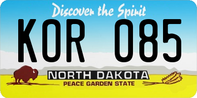 ND license plate KOR085
