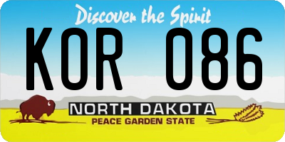 ND license plate KOR086