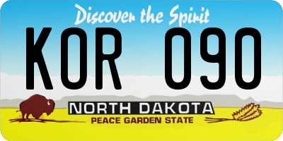 ND license plate KOR090