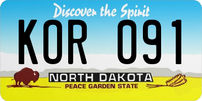 ND license plate KOR091