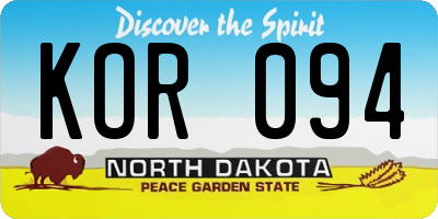 ND license plate KOR094