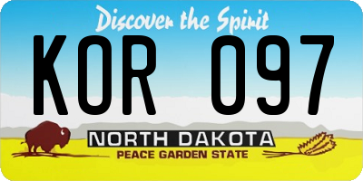 ND license plate KOR097