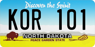 ND license plate KOR101