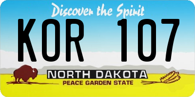 ND license plate KOR107
