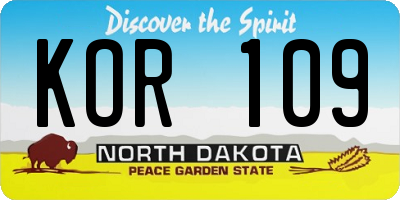 ND license plate KOR109
