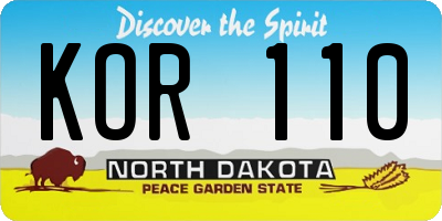 ND license plate KOR110