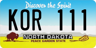 ND license plate KOR111