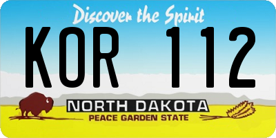 ND license plate KOR112