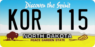 ND license plate KOR115