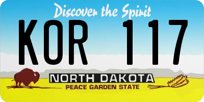 ND license plate KOR117