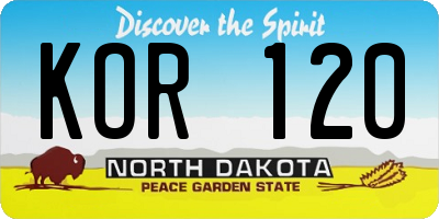 ND license plate KOR120