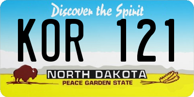 ND license plate KOR121